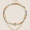 14ct Gold Plated Semi Precious Multi Row Necklace