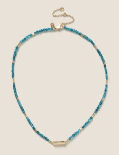 14ct Gold Plated Semi Precious Bar Necklace