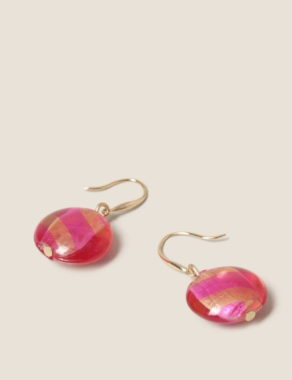 Pink Glass Pearl Drop Earrings 3 Pink Glass Pearl Drop Earrings