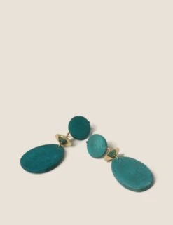 Blue Wood Drop Earrings