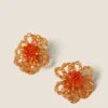 Orange Flower Stud Earrings -M&S SD 01 T66 9157E P0 X EC 0