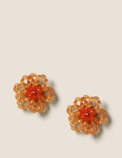 Orange Flower Stud Earrings -M&S SD 01 T66 9157E P0 X EC 90