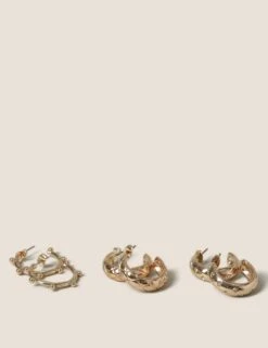 3 Pack Textured Hoop Earrings