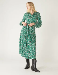 Animal Print Tie Front Midaxi Shirt Dress 10 Animal Print Tie Front Midaxi Shirt Dress -M&S SD 01 T69 1564 J4 X EC 1