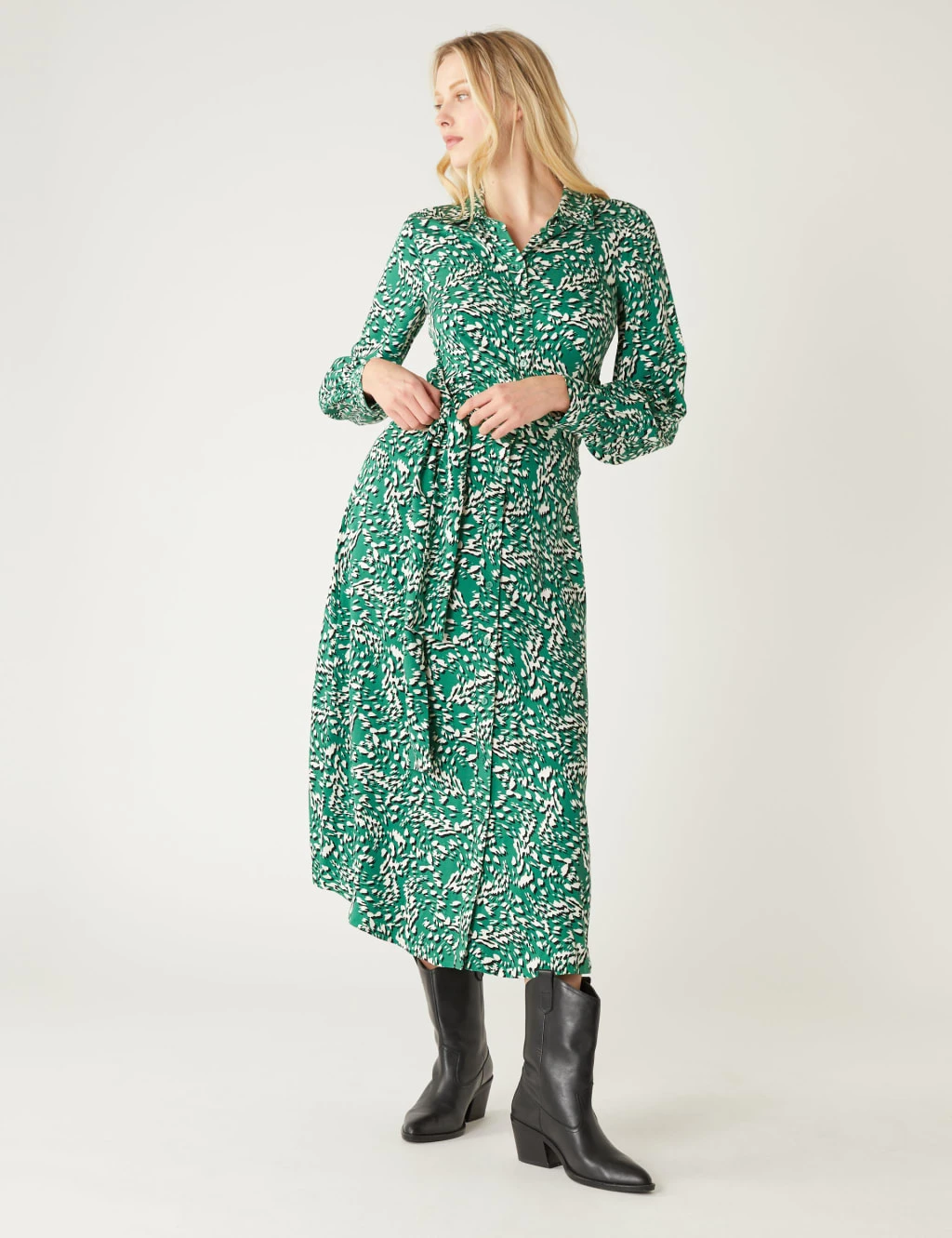 Animal Print Tie Front Midaxi Shirt Dress 5 Animal Print Tie Front Midaxi Shirt Dress - Image 3