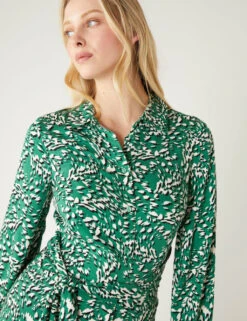 Animal Print Tie Front Midaxi Shirt Dress 12 Animal Print Tie Front Midaxi Shirt Dress -M&S SD 01 T69 1564 J4 X EC 3