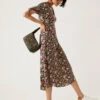 Floral V-Neck Midi Tea Dress