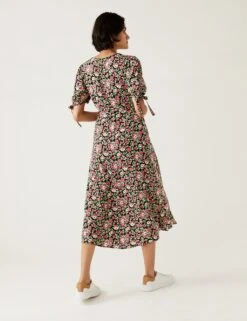 Floral V-Neck Midi Tea Dress -M&S SD 01 T69 1586 ZZ X EC 3