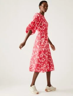 Floral Belted Midaxi Column Dress -M&S SD 01 T69 1641 A4 X EC 1