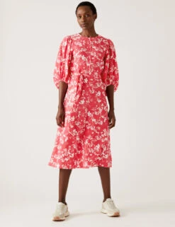 Floral Belted Midaxi Column Dress -M&S SD 01 T69 1641 A4 X EC 3