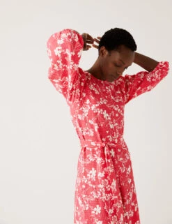 Floral Belted Midaxi Column Dress -M&S SD 01 T69 1641 A4 X EC 4