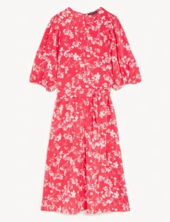 Floral Belted Midaxi Column Dress -M&S SD 01 T69 1641 A4 X EC 90