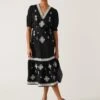 Embroidered V-Neck Midi Tiered Dress -M&S SD 01 T69 1644 Y4 X EC 0
