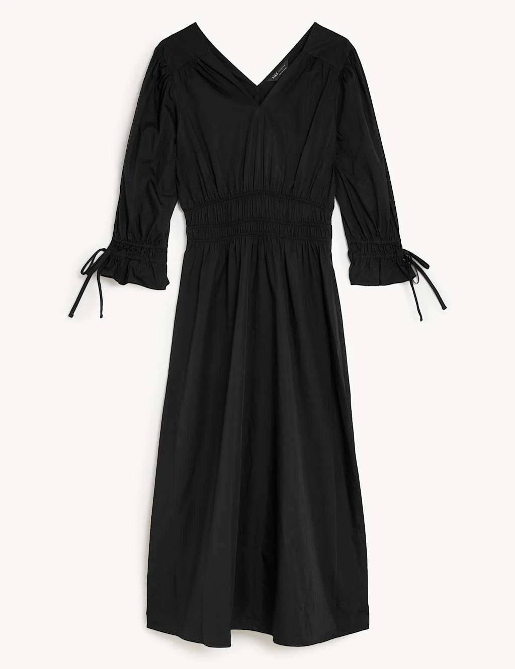 Pure Cotton V-Neck Midaxi Waisted Dress 4 Pure Cotton V-Neck Midaxi Waisted Dress - Image 2