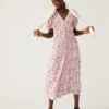 Printed V-Neck Midi Tea Dress -M&S SD 01 T69 1657 A4 X EC 0