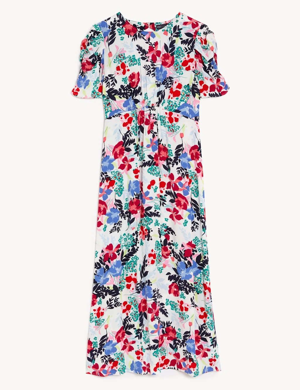 Floral Jacquard Round Neck Midi Tea Dress 4 Floral Jacquard Round Neck Midi Tea Dress - Image 2