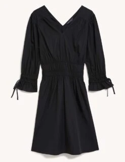 Pure Cotton V-Neck Mini Waisted Dress -M&S SD 01 T69 1706 Y0 X EC 90