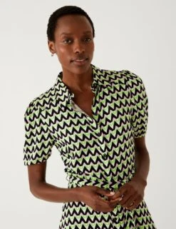 Geometric Belted Mini Shirt Dress -M&S SD 01 T69 1712 Y4 X EC 2