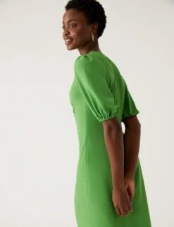 V-Neck Ruched Midi Tea Dress -M&S SD 01 T69 1780 J0 X EC 4