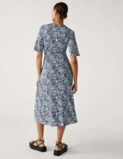 Jersey Printed V-Neck Midi Wrap Dress 11 Jersey Printed V-Neck Midi Wrap Dress -M&S SD 01 T69 1804 ZZ X EC 3