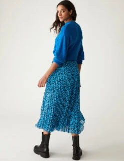 Animal Print Pleated Midaxi Skirt -M&S SD 01 T69 3343 E4 X EC 3