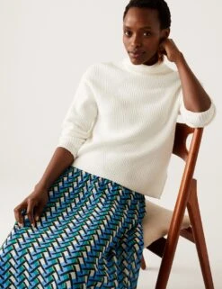 Geometric Pleated Midaxi Skirt