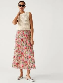 Printed Pleated Midaxi Skirt -M&S SD 01 T69 3350 A4 X EC 2