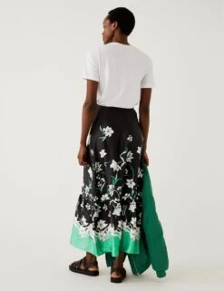 Floral Midaxi A-Line Skirt -M&S SD 01 T69 3351 Y4 X EC 3