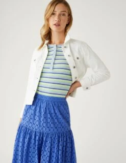 Pure Cotton Broderie Midaxi Tiered Skirt -M&S SD 01 T69 3354 E0 X EC 1