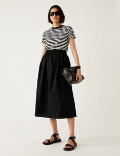 Pure Cotton Midaxi A-Line Skirt