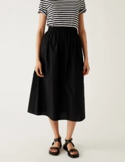 Pure Cotton Midaxi A-Line Skirt -M&S SD 01 T69 3392 Y0 X EC 1