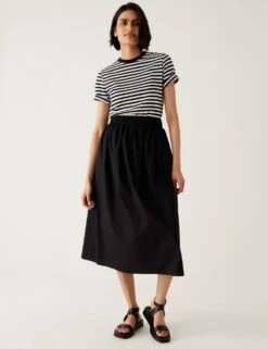 Pure Cotton Midaxi A-Line Skirt -M&S SD 01 T69 3392 Y0 X EC 3