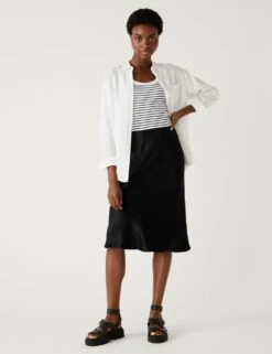 Satin Midi Slip Skirt -M&S SD 01 T69 3395 Y0 X EC 1
