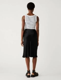Satin Midi Slip Skirt -M&S SD 01 T69 3395 Y0 X EC 3
