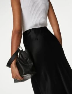 Satin Maxi Slip Skirt -M&S SD 01 T69 3396 Y0 X EC 1