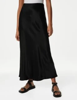 Satin Maxi Slip Skirt -M&S SD 01 T69 3396 Y0 X EC 2