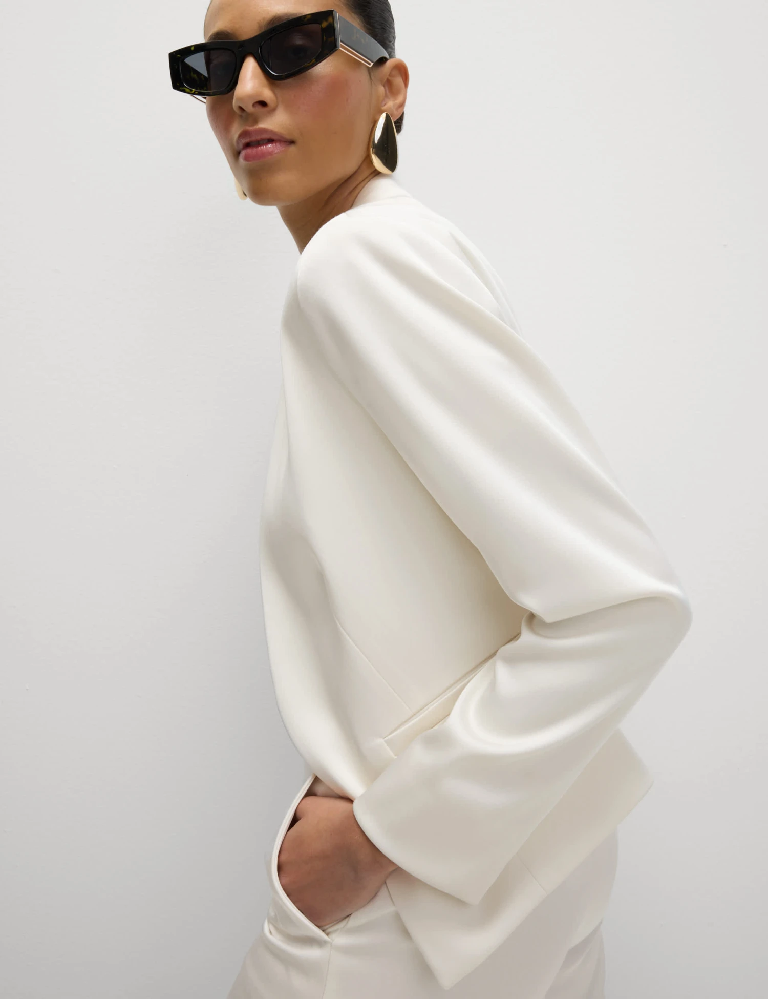 Satin Collarless Blazer 3 Satin Collarless Blazer