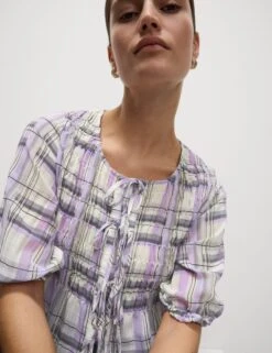 Shirred Tie Front Blouse -M&S Shirred Tie Front Blouse 3