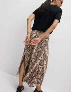Snake Print Asymmetric Midaxi A-Line Skirt -M&S Snake Print Asymmetric Midaxi A Line Skirt 2