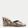 Snake Print Slip On Wedge Square Toe Mules -M&S Snake Print Slip On Wedge Square Toe Mules