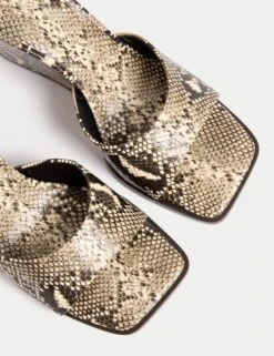 Snake Print Slip On Wedge Square Toe Mules -M&S Snake Print Slip On Wedge Square Toe Mules 2