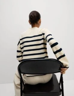 Striped Crew Neck Fitted Jumper -M&S Striped Crew Neck Fitted Jumper 3