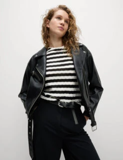 Striped Pointelle Crew Neck T-Shirt -M&S Striped Pointelle Crew Neck T Shirt 3