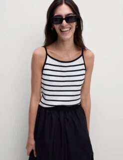 Striped Square Neck Fitted Knitted Vest -M&S Striped Square Neck Fitted Knitted Vest 2