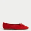 Suede Bow Ballet Pumps -M&S Suede Bow Ballet Pumps