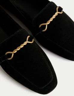 Suede Chain Detail Flat Loafers -M&S Suede Chain Detail Flat Loafers 2