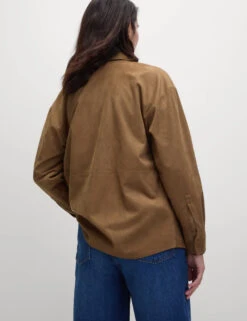 Suede Collared Button Through Shirt -M&S Suede Collared Button Through Shirt 5