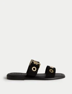 Suede Flat Mule Sandals
