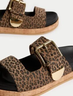 Suede Leopard Print Flatform Sandals -M&S Suede Leopard Print Flatform Sandals 2