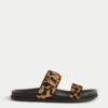 Suede Leopard Print Sandals -M&S Suede Leopard Print Sandals